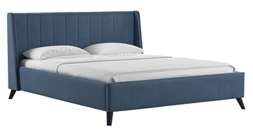 Двуспальная кровать с механизмом Мелисса 180,арт. Тори 83 велюр (серо-синий) + кроватное дно в Грозном
