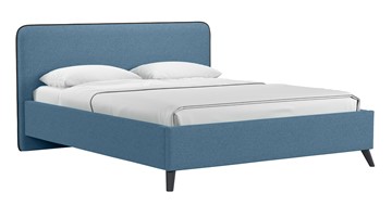 Кровать с подъемным механизмом Миа, 160 Bravo blue (светло-синий) / кант Лайт 10 Велюр (коричневый) + кроватное дно в Грозном