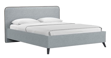 Двуспальная кровать с механизмом Миа, 160 Bravo grey (серый) / кант Лайт 10 Велюр (коричневый) + кроватное дно в Грозном