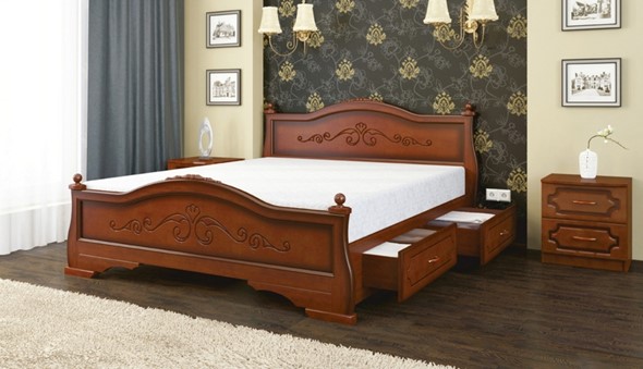 Кровать с выкатными ящиками Карина-1 (Орех) 140х200 в Грозном - изображение