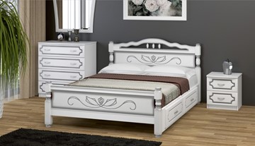 Кровать с выкатными ящиками Карина-5 (Белый Жемчуг) 160х200 в Грозном