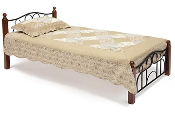 Спальная кровать AT-808 дерево гевея/металл, 90*200 см (Single bed), красный дуб/черный в Грозном