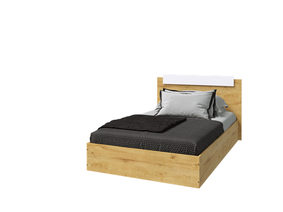 Спальная кровать Эко 900 ЛДСП, Дуб вотан/Белый в Грозном - изображение