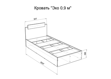 Спальная кровать Эко 900 ЛДСП, Дуб вотан/Белый в Грозном - предосмотр 1