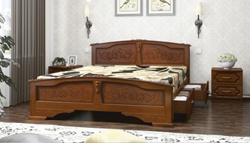 Кровать с выкатными ящиками Елена (Орех) 160х200 в Грозном