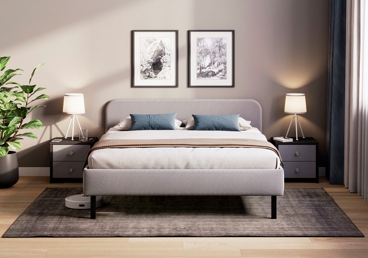 Спальная кровать Hanna 140х200 с основанием (Багама серый) в Грозном - изображение 1