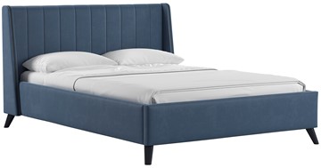 Кровать полутороспальная Мелисса 140, арт. Тори 83 велюр (серо-синий) + кроватное дно в Грозном
