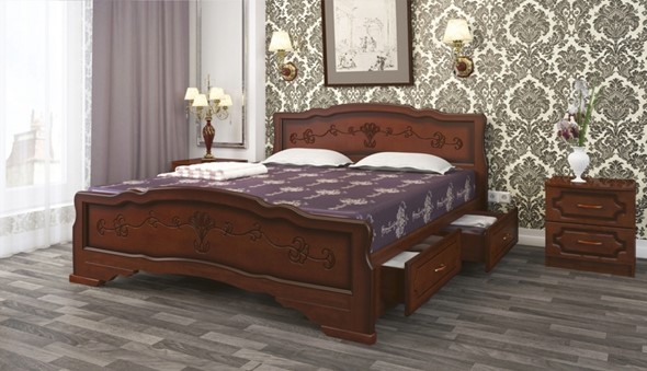 Кровать с выкатными ящиками Карина-6 (Орех) 140х200 в Грозном - изображение