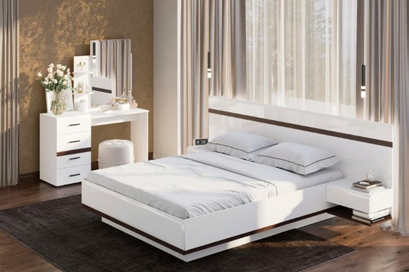 Гарнитур в спальню Соло, белый/белый глянец/венге в Грозном - изображение