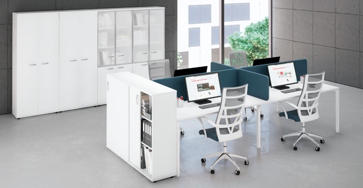 Офисный комплект мебели А4 (металлокаркас DUE) белый премиум / металлокаркас белый в Грозном - изображение 1