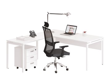 Офисный комплект мебели А4 (металлокаркас DUE) белый премиум / металлокаркас белый в Грозном - предосмотр