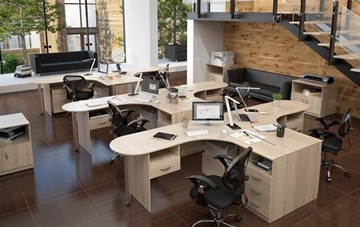 Офисный набор мебели SIMPLE с эргономичными столами и тумбами в Грозном - предосмотр