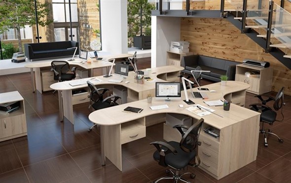 Офисный набор мебели SIMPLE с эргономичными столами и тумбами в Грозном - изображение