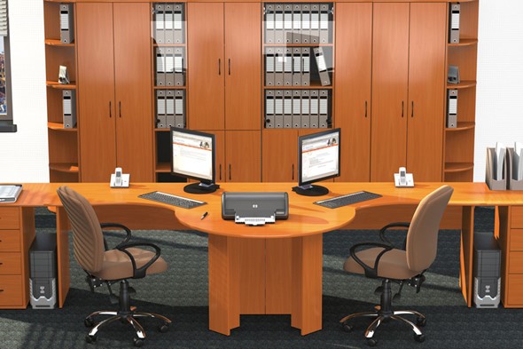 Мебель для персонала Классик для двух сотрудников с большим шкафом в Грозном - изображение