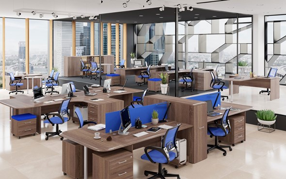 Комплект офисной мебели Wave 1, два рабочих места в Грозном - изображение
