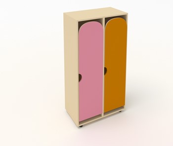 Двухдверный детский шкаф ШГ2 Беж+Оранжевый+Розовый в Грозном