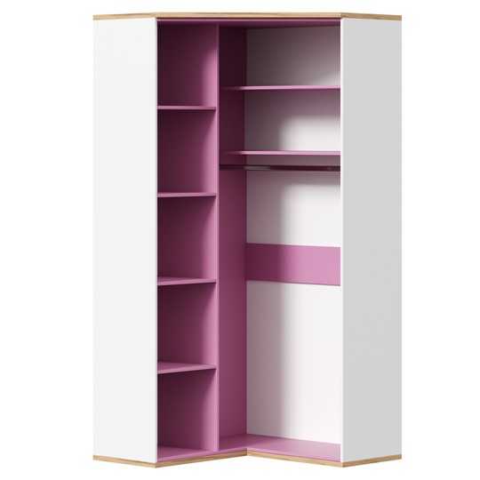 Детский шкаф угловой Урбан 528.060, белый/розовый в Грозном - изображение 3