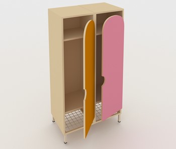 Двухдверный детский шкаф ШГС2 Беж + Розовый+Оражневый в Грозном