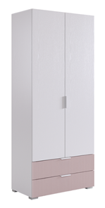 Шкаф двухдверный с ящиками Зефир 108.01 (белое дерево/пудра розовая (эмаль)) в Грозном