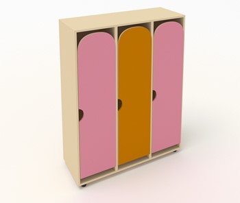 Детский шкаф распашной ШГ3 Беж+Розовый+Оранжевый в Грозном