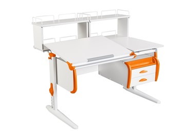 Детский стол-трансформер 1/75-40 (СУТ.25) + Polka_zz 1/600 (2 шт.) + Tumba 3  белый/белый/Оранжевый в Грозном - предосмотр