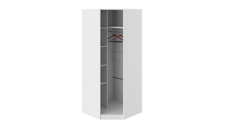 Распашной шкаф угловой Наоми с зеркальной правой дверью, цвет Белый глянец СМ-208.07.07 R в Грозном - изображение 1