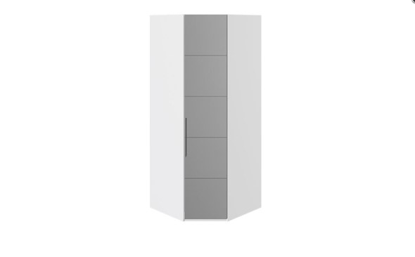 Распашной шкаф угловой Наоми с зеркальной правой дверью, цвет Белый глянец СМ-208.07.07 R в Грозном - изображение
