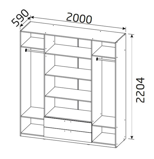 Шкаф 4-х дверный Вега с 2 ящиками в Грозном - изображение 1