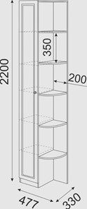 Угловой шкаф-стеллаж Беатрис М13 левый (Орех Гепланкт) в Грозном - предосмотр 3