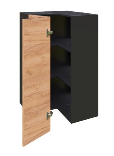 Шкаф кухонный угловой высокий Шервуд, ЛД 281.570.000.043, дуб золотой/черный в Грозном - изображение 1