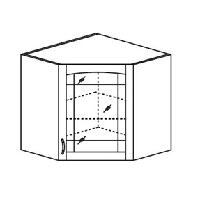 Кухонный шкаф Кантри настенный угловой со вставкой из стекла 718*600*600 мм в Грозном