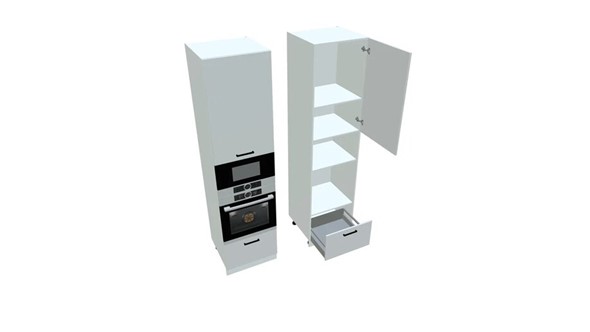 Кухонный пенал П9 3, Белое гладкое Ламарти/Белый в Грозном - изображение