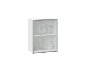 Шкаф на кухню 600, Шервуд, со стеклом правый, ЛД 281.352.000.116, белый/серый в Грозном