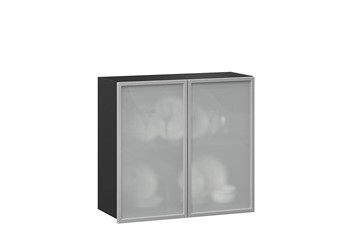 Шкаф кухонный 800, Шервуд, со стеклом ЛД 281.361.000.030, серый/черный в Грозном