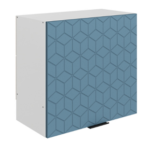 Настенный шкаф Стоун L600 Н566 (1 дв. гл.) с фрезировкой (белый/изумруд софттач) в Грозном - предосмотр
