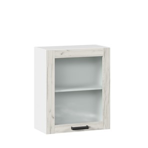 Навесной шкаф 600 со стеклом Винченца ЛД 234.350.000.031, Белый/Дуб Крафт белый в Грозном