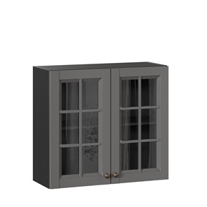 Кухонный шкаф Амели-3 800 со стеклом ЛД 299.360.000.036, Черный/Оникс серый в Грозном