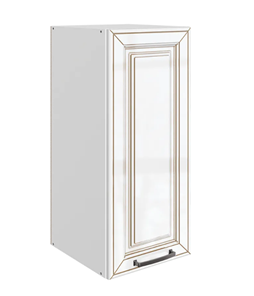 Кухонный навесной шкаф Атланта L300 Н720 (1 дв. гл.) эмаль (белый/белый глянец патина золото) в Грозном - предосмотр