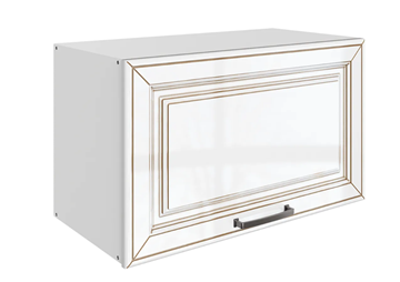 Кухонный шкаф Атланта L600 Н360 (1 дв. гл.) эмаль (белый/белый глянец патина золото) в Грозном