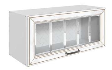 Навесной кухонный шкаф Атланта L800 Н360 (1 дв. рам.) эмаль (белый/белый глянец патина золото) в Грозном
