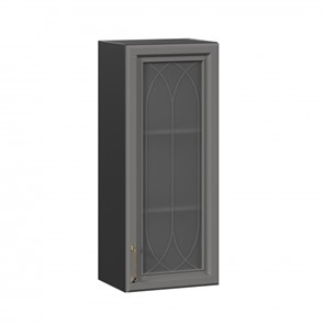 Кухонный шкаф Джелатто 400 высокий со стеклом ЛД 241.420.000.152, Черный/Оникс серый в Грозном