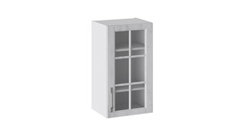 Кухонный навесной шкаф Прованс (Белый глянец/Санторини светлый) со стеклом В_72-40_1ДРс в Грозном