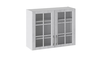 Навесной шкаф Прованс (Белый глянец/Санторини светлый) со стеклом В_72-90_2ДРс в Грозном