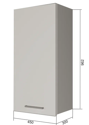 Навесной кухонный шкаф В9 45, Сатин/Белый в Грозном - изображение