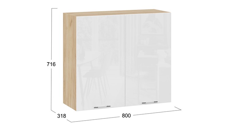 Кухонный навесной шкаф Весна 1В8 (Дуб Крафт золотой/Белый глянец) в Грозном - изображение 2