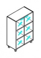 Шкаф со стеклянными дверьми Offix-NEW OMC 87.2  874x450x1329 Дуб Сонома светлый/Металлик в Грозном