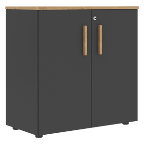 Низкий шкаф с малыми дверцами широкий FORTA Графит-Дуб Гамильтон  FLC 80.1(Z) (798х404х801) в Грозном