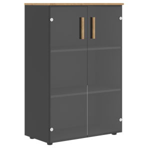 Шкаф со стеклянными средними дверьми FORTA Графит-Дуб Гамильтон FMC 80.2 (798х404х1197) в Грозном