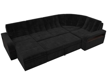 П-образный диван Лига-035, Черный (велюр) в Грозном - предосмотр 1