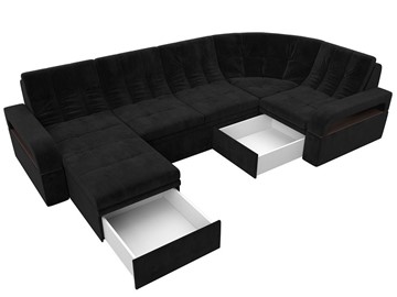 П-образный диван Лига-035, Черный (велюр) в Грозном - предосмотр 2
